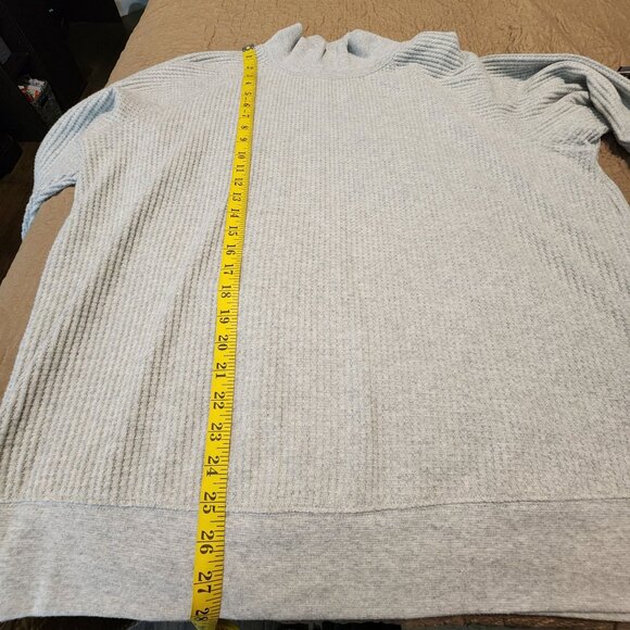 Lands End Womens 2XL Gray Waffle Knit Pullover Sweater  Long Sleeve Relaxed Fit - Picture 6 of 9